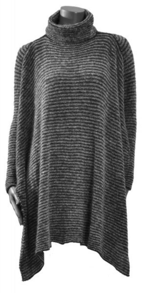 Sarah Pacini grijze en zwarte poncho/trui als nieuw, Sarah pacini, Ophalen of Verzenden, Zo goed als nieuw, Grijs