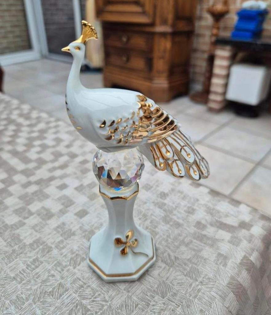 Vintage Italianse Capodimonte Swarovski pauw beeld- gemerkt, Verzamelen, Swarovski, Ophalen of Verzenden, Zo goed als nieuw
