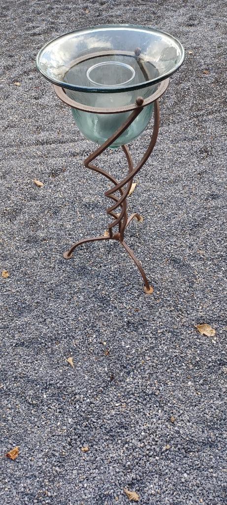 Support en fer forgé et support de plante ou bougie, Jardin & Terrasse, Enlèvement, Utilisé