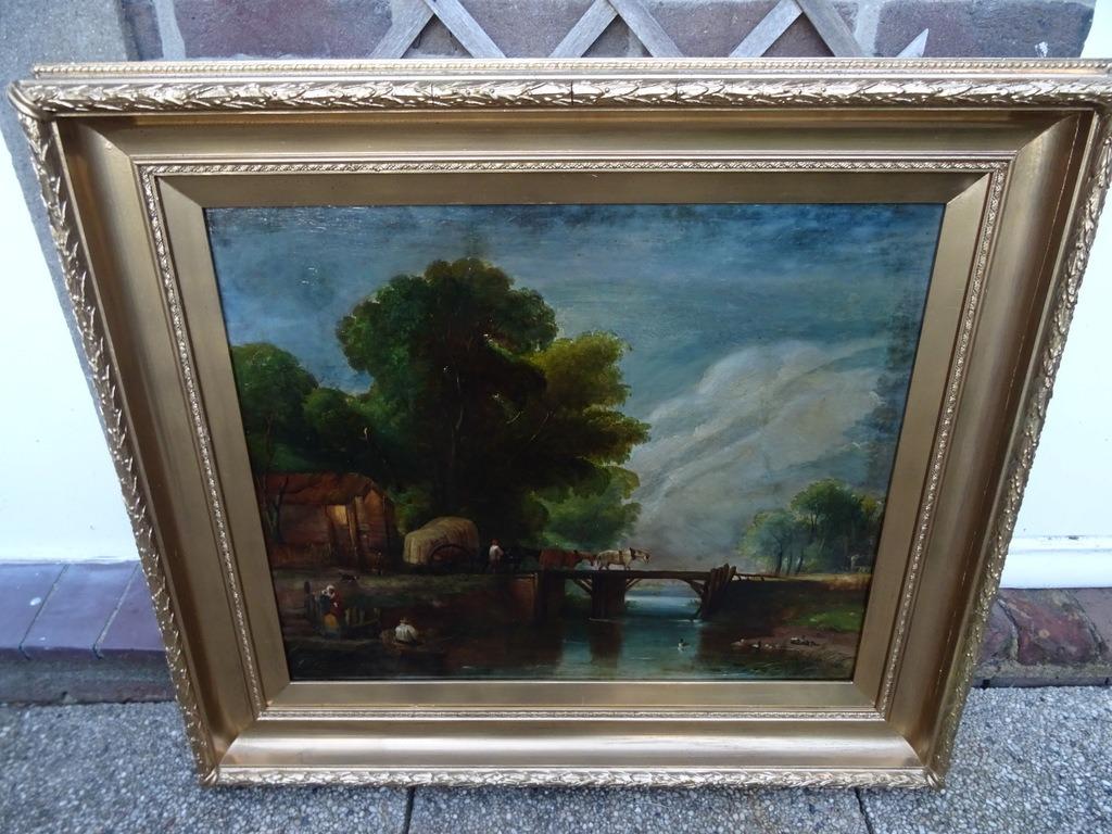 Tableau ancien J. Thomas 1857 doré 101x89Livraisson possible, Enlèvement