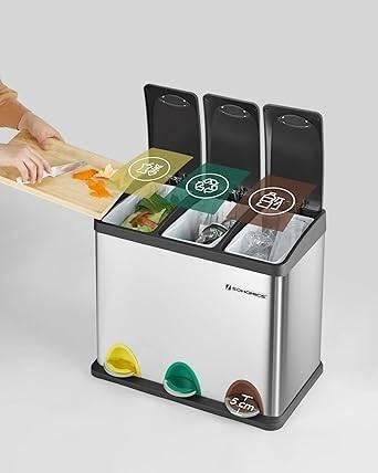 Poubelle de cuisine | poubelle triple, Neuf, À pédale, -, SONGMICS