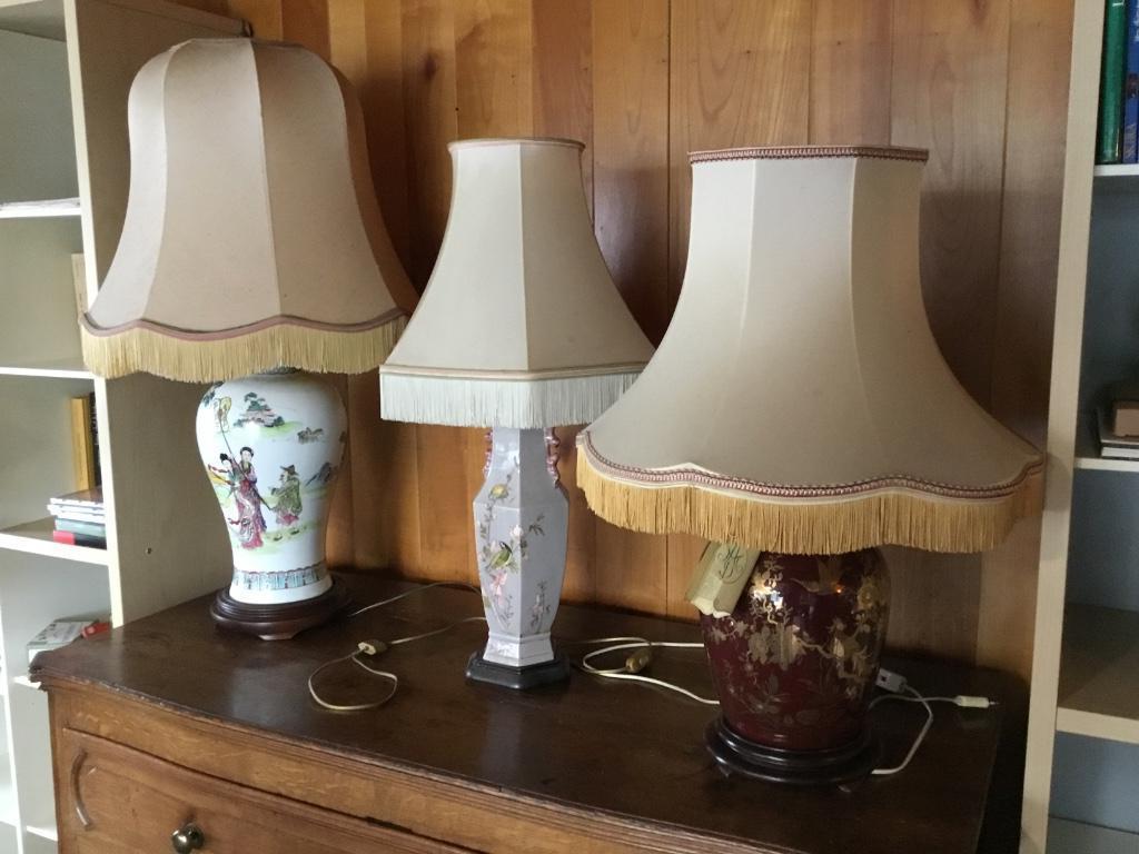 magnifiques lampes avec abat-jour 97-74-78 cms de haut ., Enlèvement