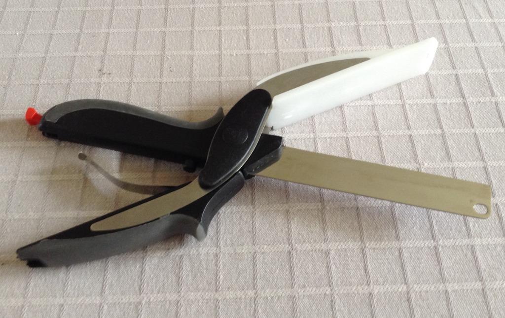 2 in 1 Cutter keukenvoedselschaar, Ophalen of Verzenden, Zo goed als nieuw, Los bestek, Inox of Chroom