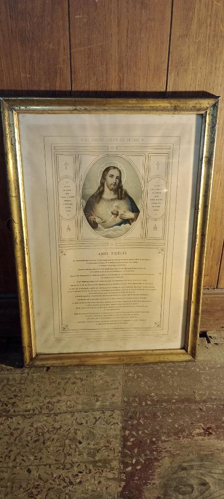 Gravure religieuse, 34x50, n438, Antiquités & Art, Enlèvement ou Envoi