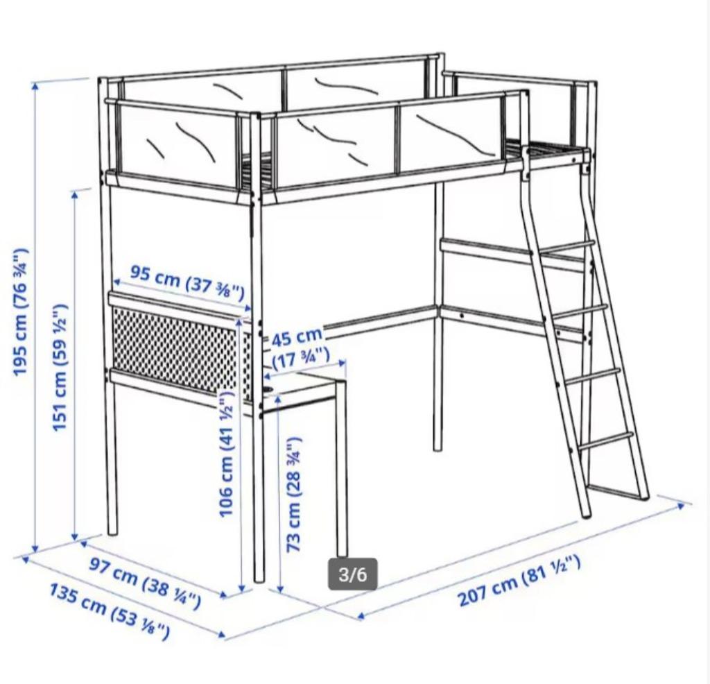 IKEA Vitval hoogslaper incl bureau en extra werkblad, Huis en Inrichting, Gebruikt, Eenpersoons, Ophalen of Verzenden, 200 cm