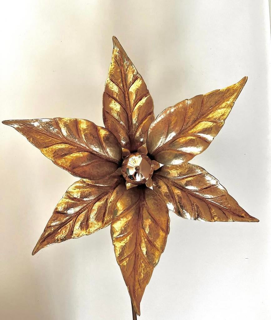 Messing bloem wand/plafondlamp van Willy Daro, Maison & Meubles, Lampes | Appliques, Comme neuf, Enlèvement ou Envoi