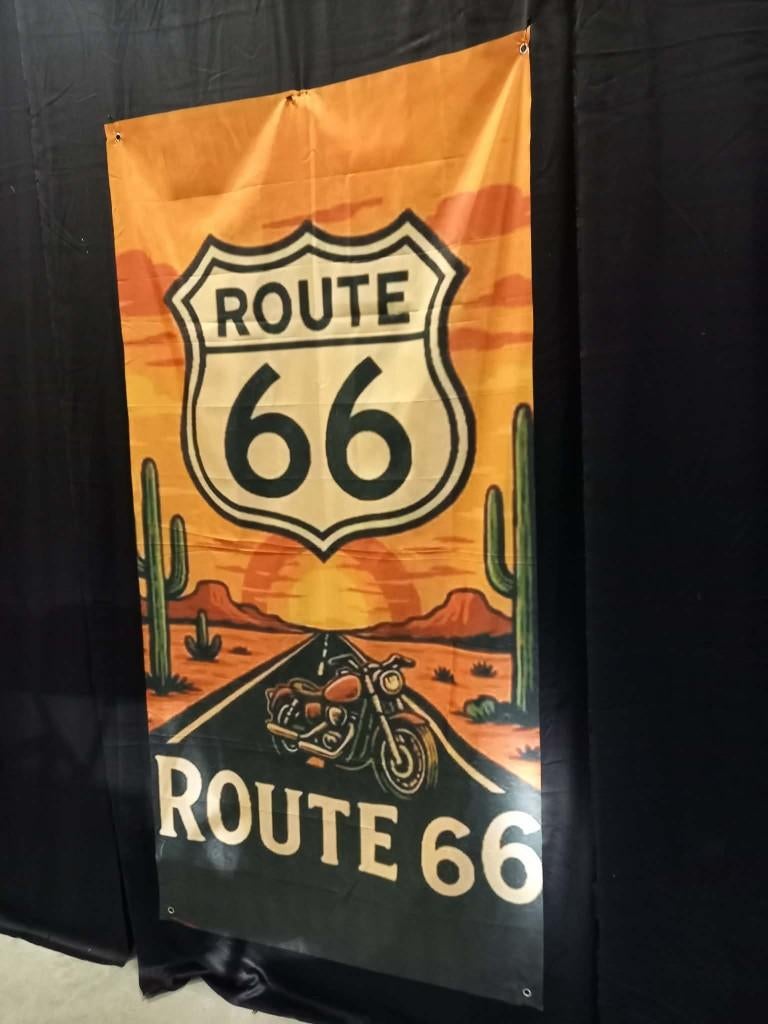 Set van 7 banners van thema biker/moto's, Ophalen, Zo goed als nieuw