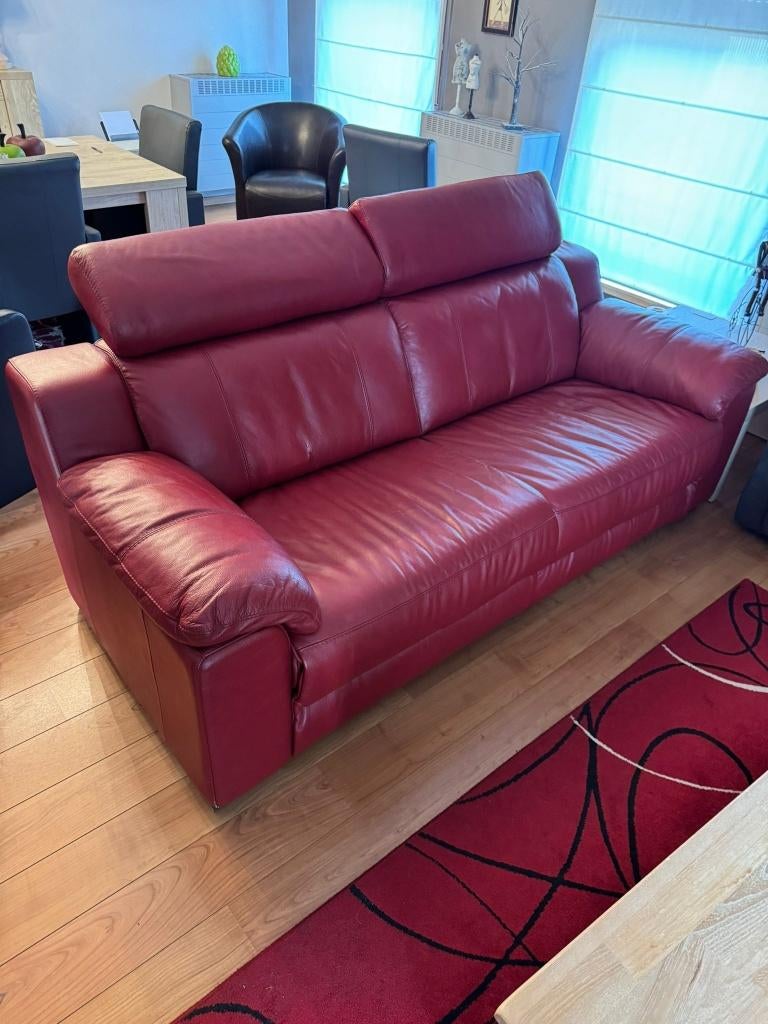 Lederen driezit zetel in UITMUNTENDE staat, Huis en Inrichting, Ophalen, Minder dan 75 cm, Driepersoons, Leer