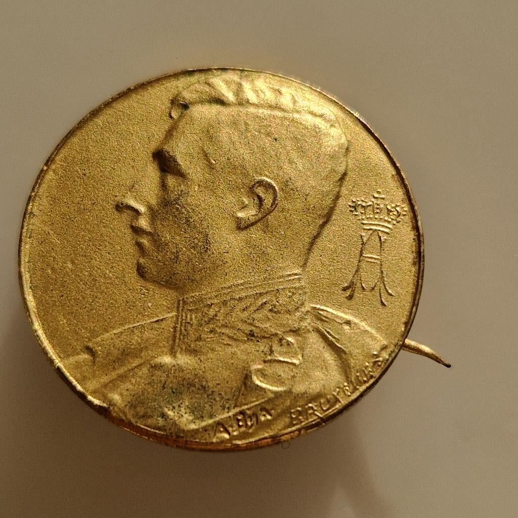 medaille - broche   WO I  Albert  I, Collections, Enlèvement ou Envoi