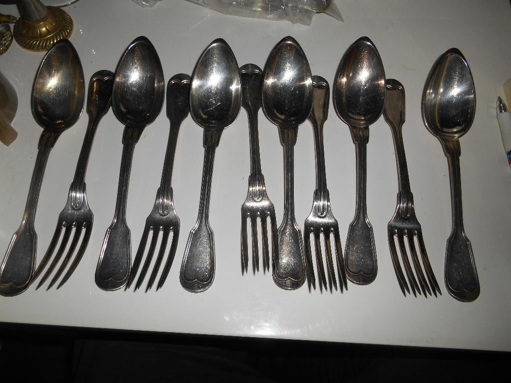 CHRISTOFLE lot de 11 couverts en métal argenté ( poinçons), Enlèvement ou Envoi