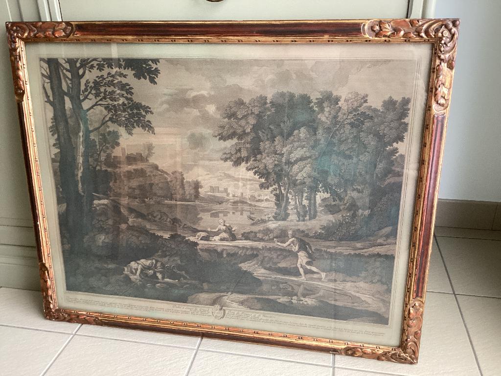 Prachtige grote 18e kopergravure door E.Baudet, Ophalen, 1700 - 1799