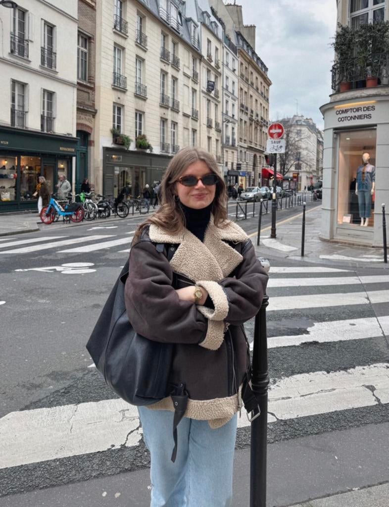 Blouson aviateur Zara taille L, Kleding | Dames, Jassen | Winter, Ophalen of Verzenden, Gedragen, Maat 42/44 (L), Bruin