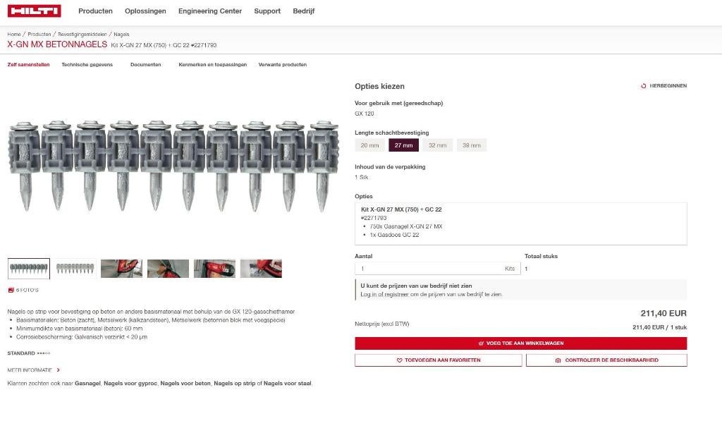 Clous à béton X-GN MX, Bricolage & Construction, Outillage | Outillage à main, Neuf, Enlèvement