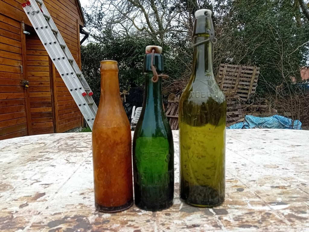 Oude vintage bierflessen brouwerij Roelants Brussel, Ophalen of Verzenden