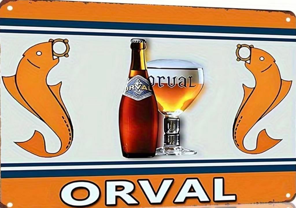 Metalen reclamebord Orval trappist 6 - retro vintage mancave, Verzamelen, Biermerken, Nieuw, Reclamebord, Plaat of Schild, Overige merken
