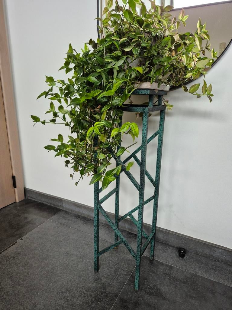 Prachtige Vintage Plantenzuil, Ophalen, Minder dan 55 cm, Metaal of Aluminium, Vierkant