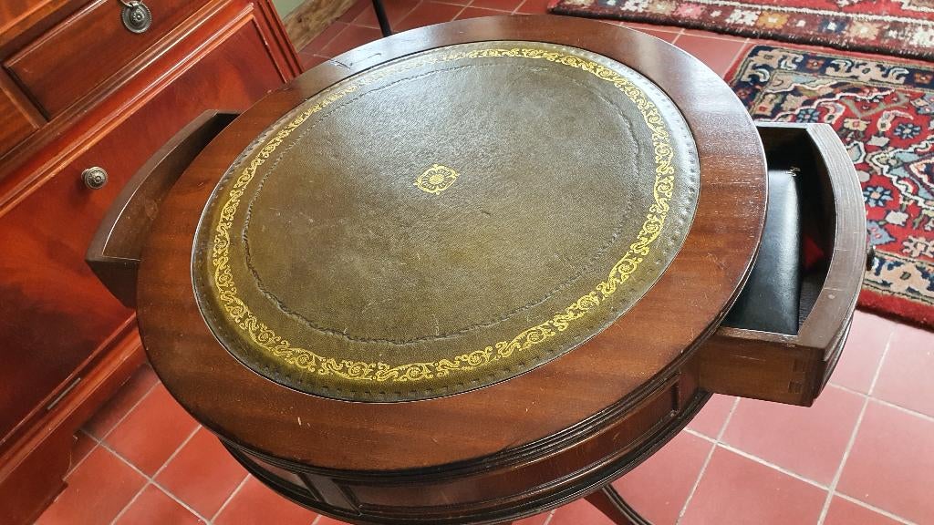 table d'appoint classique avec plateau en cuir, Klassiek, Rond, 50 à 100 cm, Enlèvement
