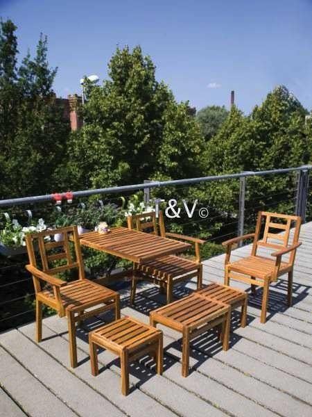 Houten bank - chitchat meubel - 5 delige tuinset balkonset, Tuin en Terras, Tuinsets en Loungesets, Ophalen, 6 zitplaatsen, Nieuw
