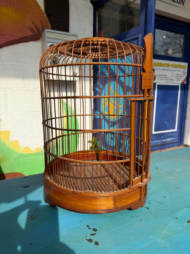 Antieke vogelkooi decoratief, Huis en Inrichting, Ophalen, Gebruikt, Hout, Minder dan 50 cm