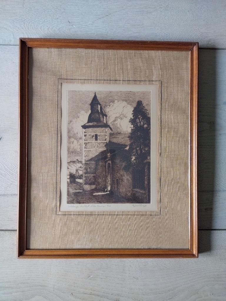 Geo WARZEE. Abdij Val Notre-Dame. Sterk water., Antiek en Kunst, Kunst | Etsen en Gravures, Ophalen of Verzenden