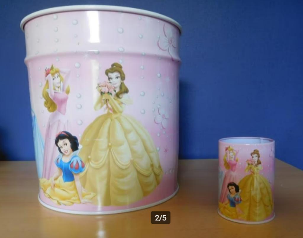 Disney Princess set met vuilnisbak en pennenhouder, Ophalen of Verzenden, Gebruikt