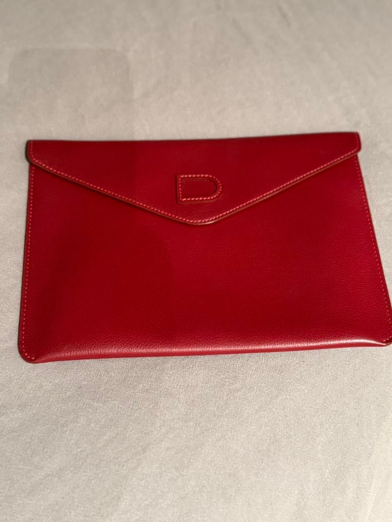 Delvaux clutch, goede staat, rood, Handtassen en Accessoires, Verzenden, Zo goed als nieuw, Rood
