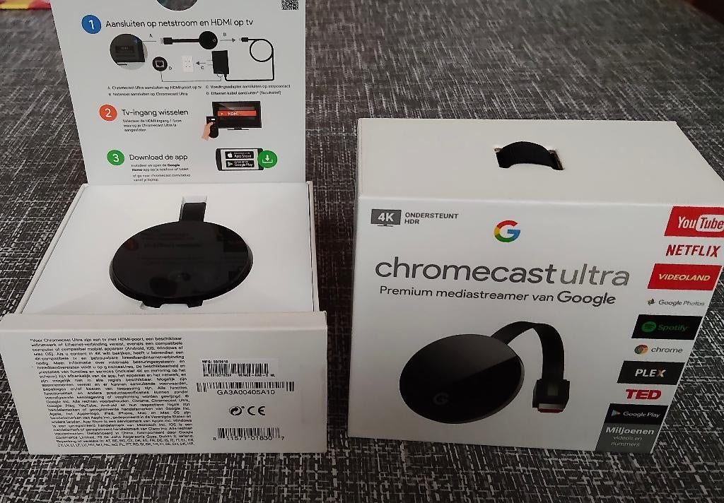 Google Cromecast ultra, Audio, Tv en Foto, Mediaspelers, Ophalen of Verzenden, Zo goed als nieuw, HDMI