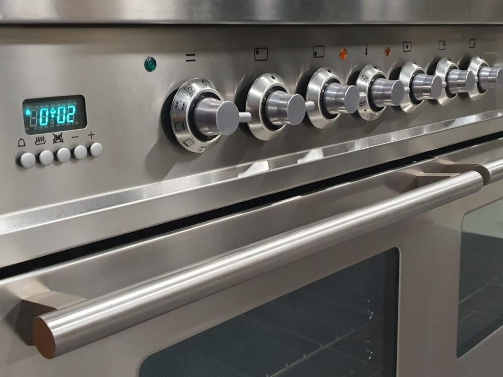 Poêle Boretti deluxe 100cm en acier inoxydable 2 fours, Gaz, Classe énergétique A ou plus économe, Enlèvement ou Envoi, Comme neuf