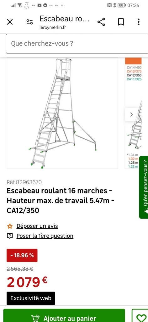 Escabeau roulant 16 marches, Enlèvement, Comme neuf