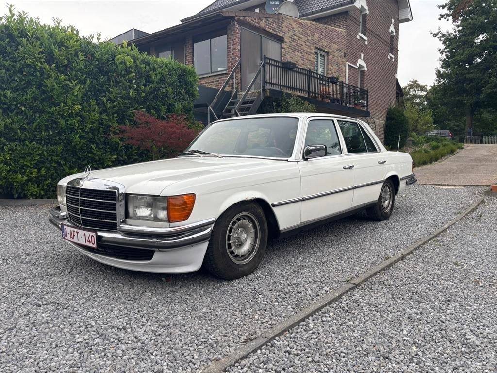 Mercedes W116 280se/AIRCO/AUTOMAAT/LPG, Auto's, Automaat, Achterwielaandrijving, Zwart, Wit