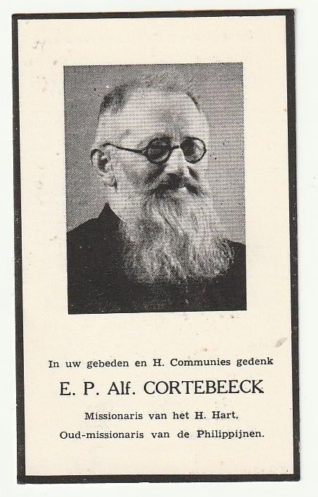 CORTEBEECK Missionaris Philippijnen Tisselt Heverlee 1956, Verzenden, Bidprentje