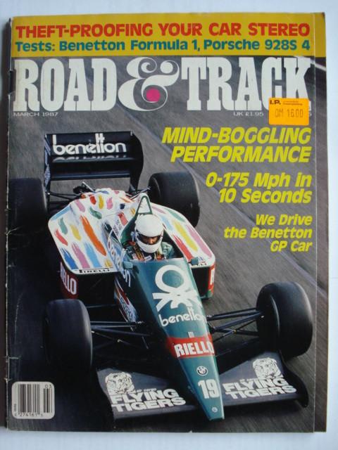 Road & Track March 1987 Benetton-BMW F1/Porsche 928 S4/OSCA, Verzenden, Gelezen, Algemeen