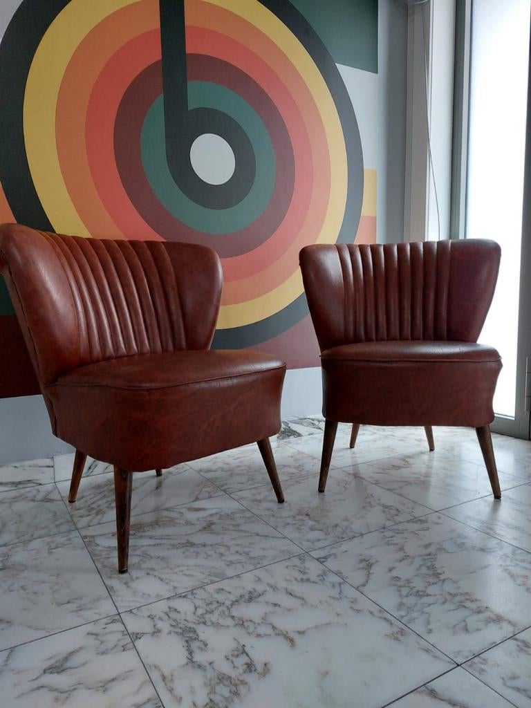 Set van 2 vintage cocktailstoelen - Expo 58, Ophalen, Overige materialen