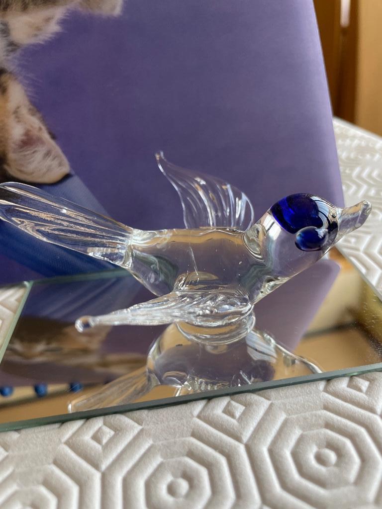 Oiseau en verre (hirondelle ?), Antiquités & Art, Antiquités | Verre & Cristal, Enlèvement ou Envoi