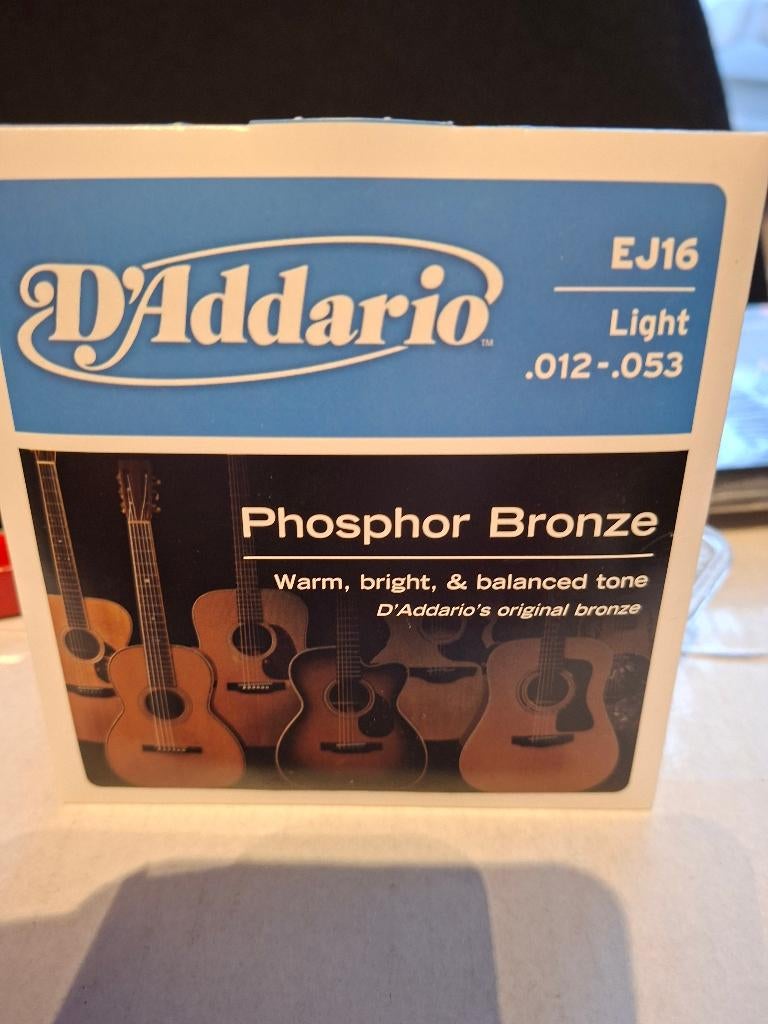 Snarenset  Folk D'addario EJ16 Phosphor Bronze, Tirant Light, Ophalen of Verzenden, Nieuw, Akoestische gitaar
