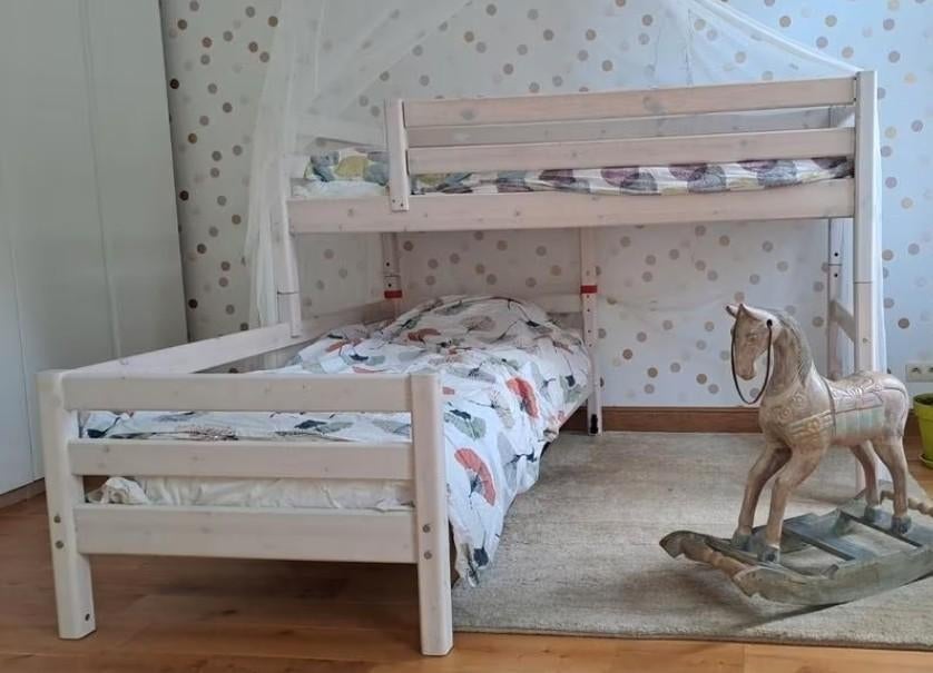 Lits superposés FLEXA CLASSIC blanchi décalé ou en angle, Enlèvement ou Envoi, Comme neuf, Lits superposés