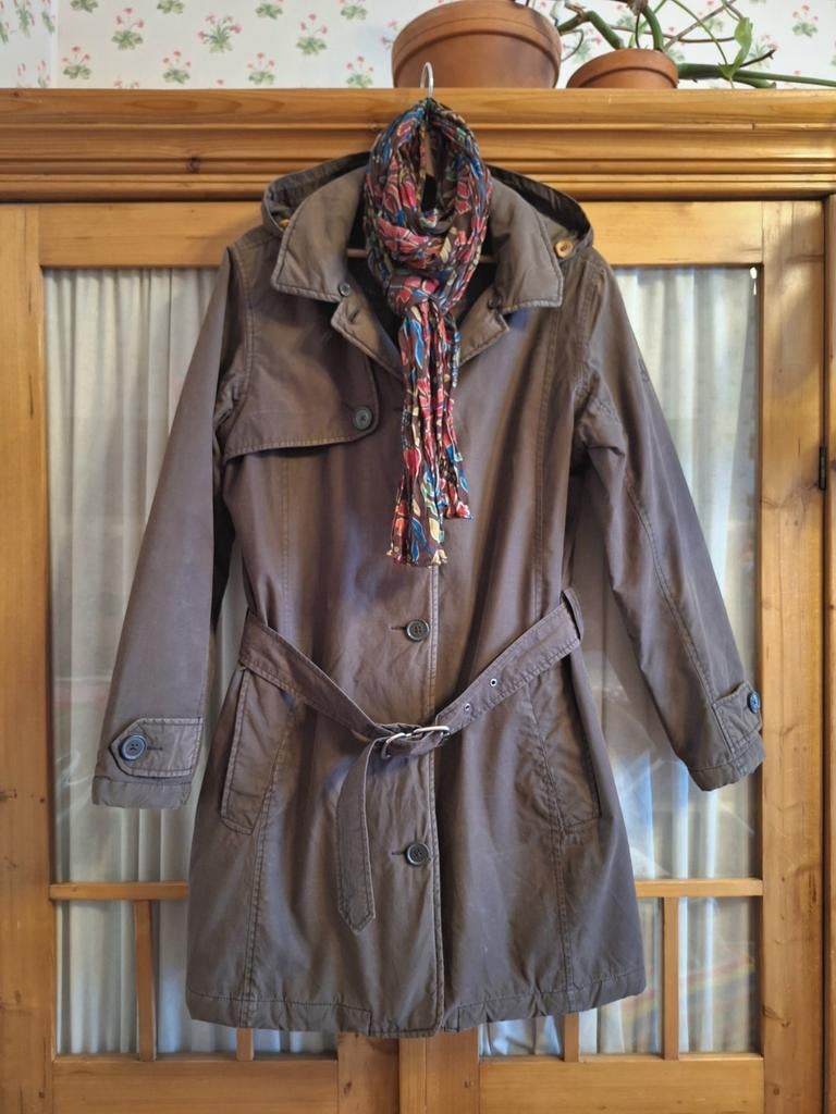 Gewatteerde trenchcoat „EAGLE” voor dames - T.44, Kleding | Dames, Jassen | Winter, Gedragen, Maat 42/44 (L), Bruin, Ophalen of Verzenden