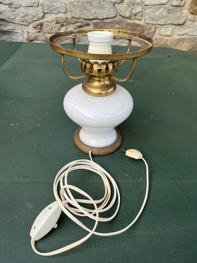 Pieds de lampe avec opaline, Ancien, Moins de 50 cm, Enlèvement ou Envoi, Verre