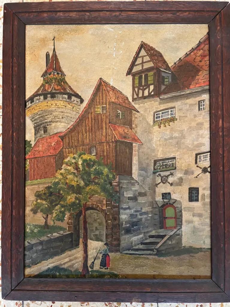 Tableau "Nuremberg - Le Cloitre", Antiquités & Art, Enlèvement ou Envoi