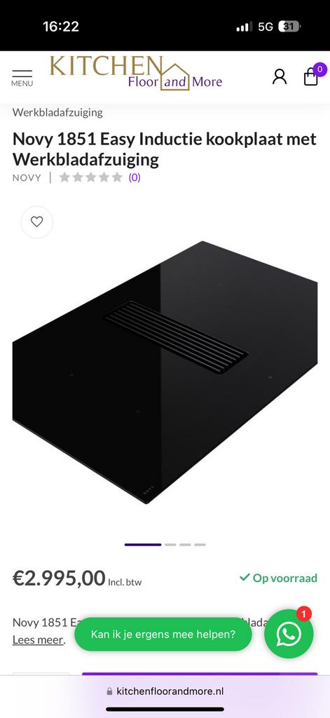 Cuisinière Novy 1851 avec extracteur à induction NEW, Electroménager, Neuf, Gaz, Enlèvement ou Envoi, 4 zones de cuisson