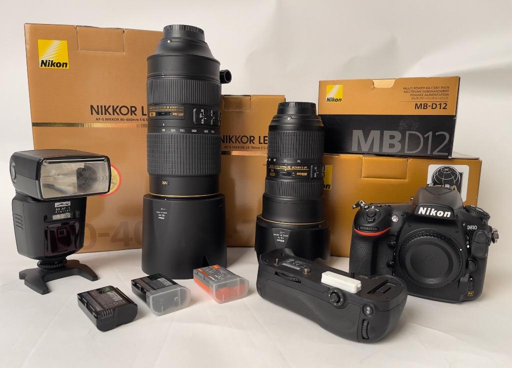 NIKON D810+24-70mm+80-400mm+MB-D12+Metz 64 AF-1 Digital, Spiegelreflex, Ophalen of Verzenden, Zo goed als nieuw, Nikon