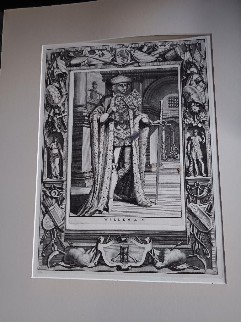 Willem II, graaf van Holland  originele ets uit de 16e/17e, Ophalen of Verzenden