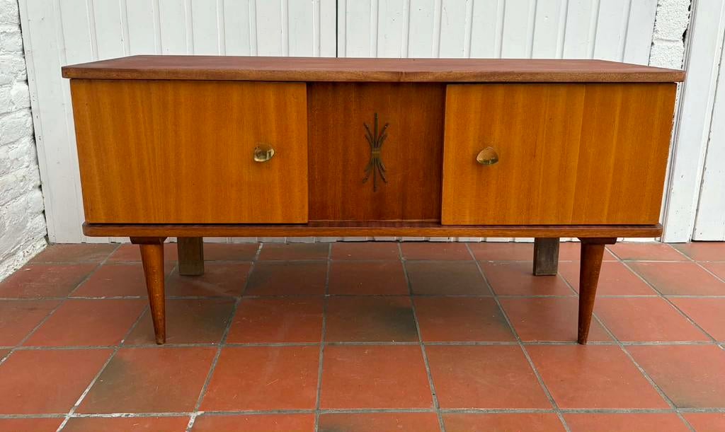 Vintage Scandinavisch klein dressoir/tv-meubel, Huis en Inrichting, Kasten | Dressoirs, Ophalen, Gebruikt, Metaal