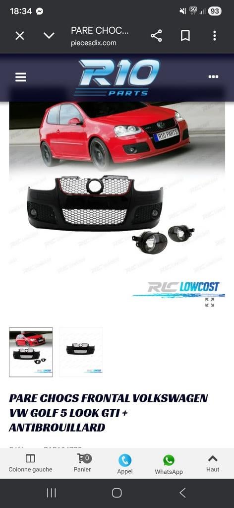 Pare choc golf5 look gti