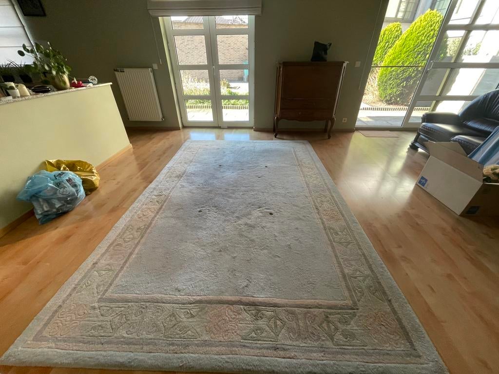 Handgeknoopt tapijt, Huis en Inrichting, Stoffering | Vloerbedekking, Ophalen, Gebruikt, Grijs, Tapijt