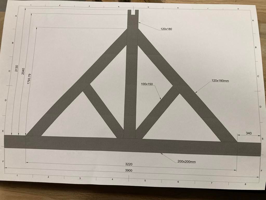 Eiken spant 390, Doe-het-zelf en Bouw, Ophalen, Eiken, Zo goed als nieuw, Balk