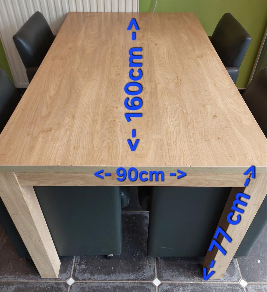 Eettafel met 4 lederen stoelen, Huis en Inrichting, Ophalen