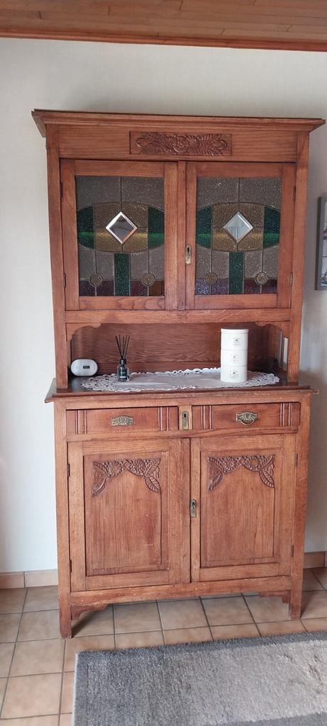 A vendre vitrine ancienne avec verre coloré 2 pièces, Enlèvement, Verre