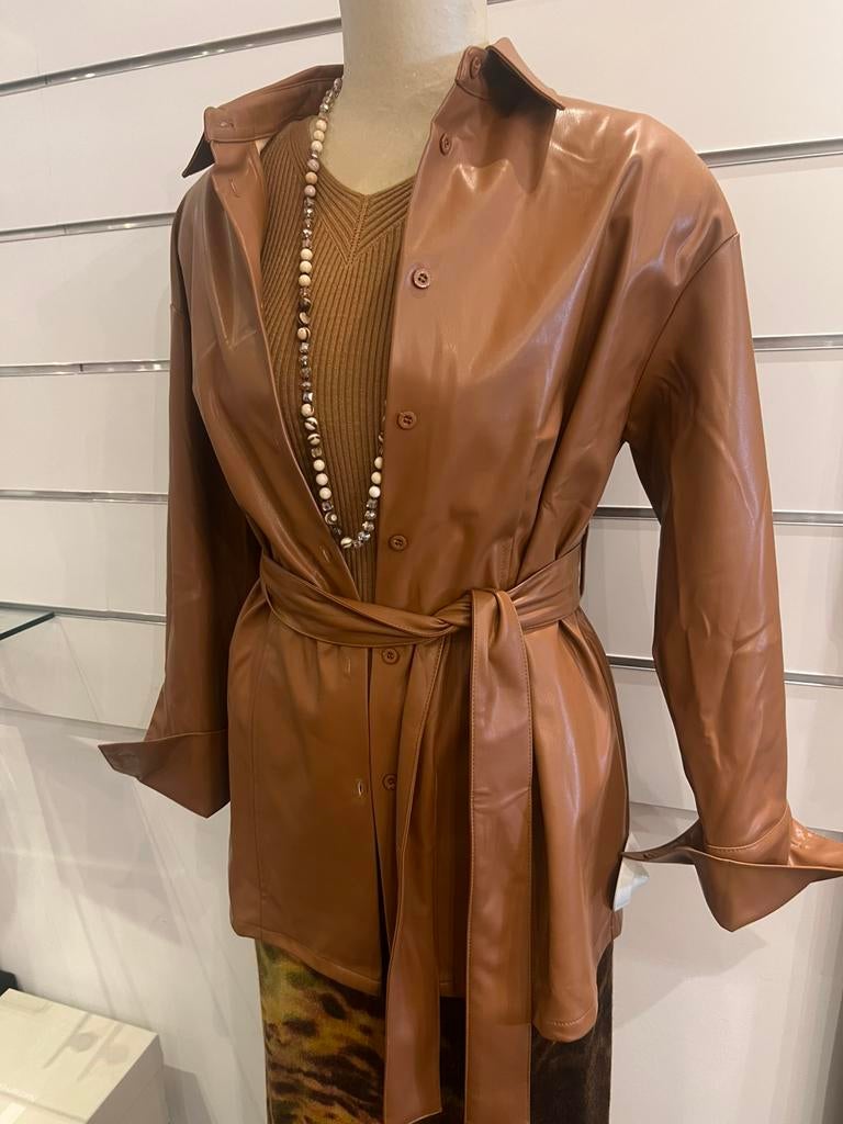 Dames leren jas / hemd – cognackleur – maat S, Kleding | Dames, Ophalen of Verzenden, Nieuw, Maat 36 (S)