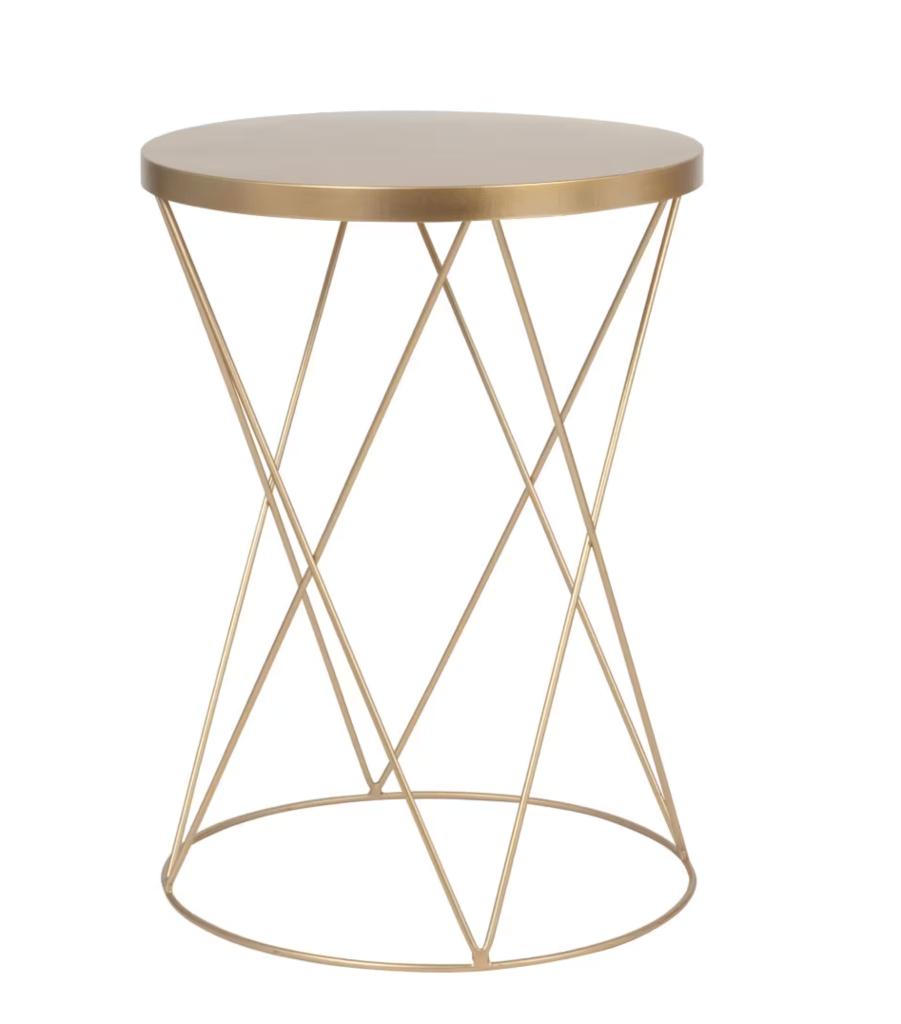 Table bout de canapé rond en métal doré mat, Rond, Moins de 55 cm, Enlèvement, Métal ou Aluminium